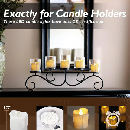 12PCS Battery Operated Tea Lights Votive Flameless Candles with Timer 6hrs On 18 Hrs Off for Christmas Thanksgiving Home Wedding Party Decor