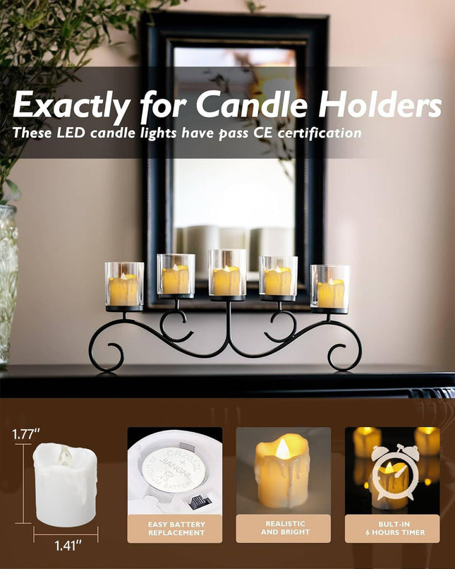 12PCS Battery Operated Tea Lights Votive Flameless Candles with Timer 6hrs On 18 Hrs Off for Christmas Thanksgiving Home Wedding Party Decor