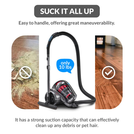 Prolux Rs4 Bagless Canister Vacuum, Lightweight With Dual Hepa Filtration, 25 Foot Retractable Cord, Telescopic Wand, Versatile For Wood Floor, Carpet, Home, Office, Apartment, Rv, Dorm Room