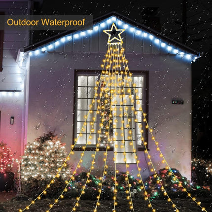 ZTX Christmas Star String Lights,11 Lighting Modes Christmas Decorations Clearance Outdoor with Remote,11Ft Waterfall Christmas Tree Lights for Christmas, Year,Birthday(Warm White)