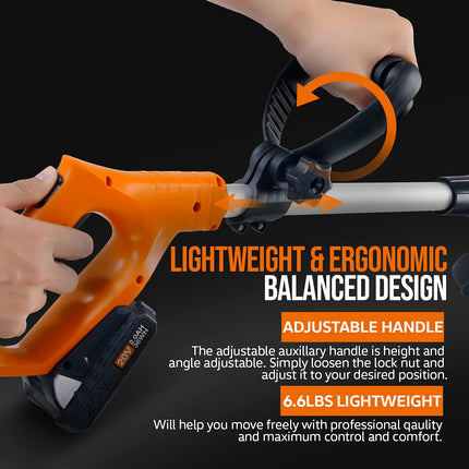 SuperHandy 2 in 1 Lawn Mower Edger Tool String Grass Trimmer Brush Cutter Weed Whacker Cordless Electric 20V Garden Landscaping
