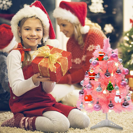 17inch Mini Small Pink Christmas Tree with 28pcs Christmas Ball Accessories, Artifical Desktop Simulation Tabletop Xmas Tree and Ornaments for Christmas Decoration Supplies(Pink)
