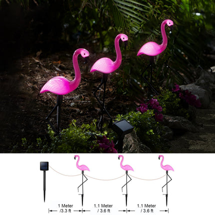 Solar Flamingo Light 3 Pcs, Waterproof Solar Garden Lights Outdoor Decor, Pink Flamingo Garden Decor, Birthday Christmas Home , for Yard Lawn Walkway Pathway