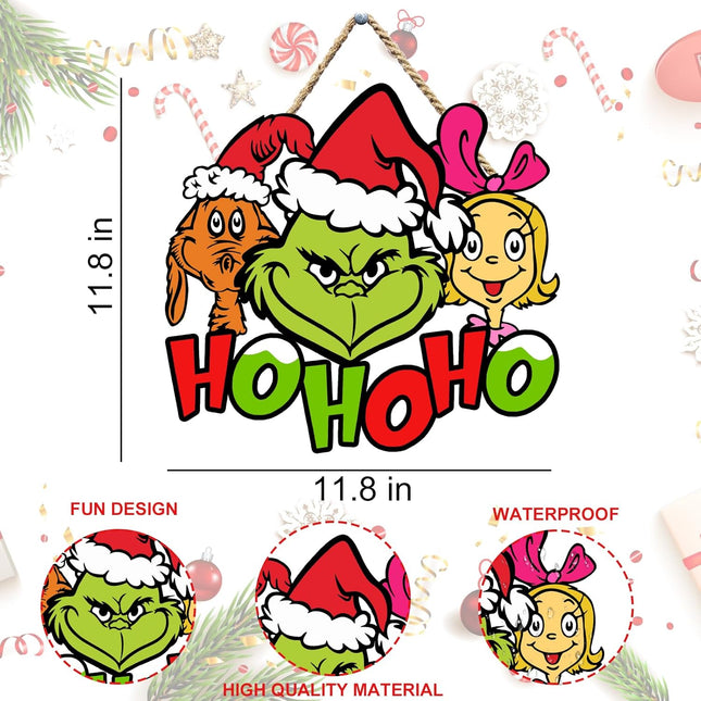 Christmas Wooden Sign Hanging Christmas Hanging Sign Wooden Merry Christmas Cartoon Dog Wooden Ornaments for Holiday Xmas Year Door Wall Home Winter Festival