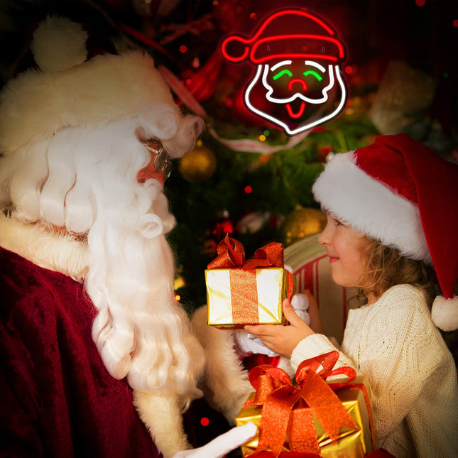 Santa Claus Neon Signs Christmas LED Sign Light with Acrylic Board Wall Decorative Neon Night Sign Christmas Light up Wall Decor for Christmas Party Supplies Bedroom Wedding Bar Pub Club