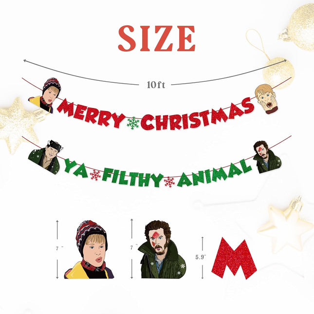 Home Alone Merchandise Decorations, Merry Christmas Ya Filthy Animal Party Banner, Funny Christmas Party Decor Supplies, Ugly Christmas Sweater Party Decorations, Home Alone Wall Decor s