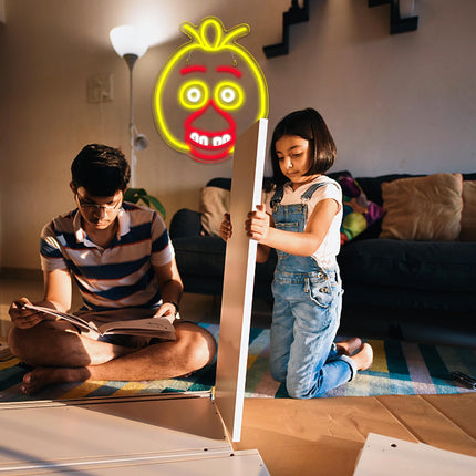 Five Nights at Freddy's Chica neon signs for wall decor，LED Neon Lights for Bedroom，birthday、Christmas s for kids 5V Power Adapter 16.1 12.8Inch
