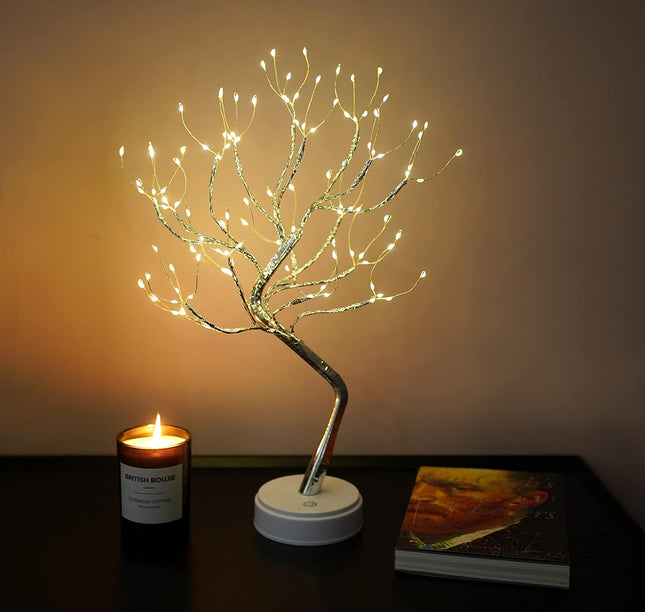 Twinkling Tree Fairy Light Spirit Tree Lamp Bonsai Tree Light, Fairy Light Tree, Cute Room Decor Aesthetic Decor, Night Light Lamp, Twinkle Tree, (Silver Branches 108 LED)
