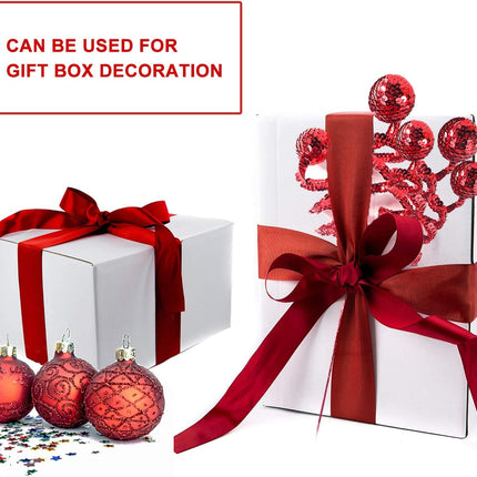 6PC Set Red Christmas Tree Decoration Sequins Ball Curly Pick, Christmas Tree Decorations Christmas Tree Topper Star Home Office Perfect Party Decorations s