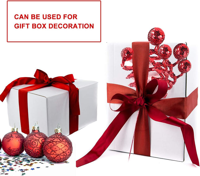 6PC Set Red Christmas Tree Decoration Sequins Ball Curly Pick, Christmas Tree Decorations Christmas Tree Topper Star Home Office Perfect Party Decorations s