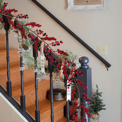 DearHouse 6Ft Red Berry Christmas Garland Clearance, Berry Garland Wired Stems with Assorted Large Red and Black Berries for Holiday Winter Year Decor