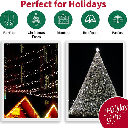 50 LED Outdoor Christmas Lights, 17 FT Battery Operated Mini String Lights with 8 Modes & Timer, Xmas Tree Lights Waterproof for Patio Garden Party Wedding Holiday Decor (White)