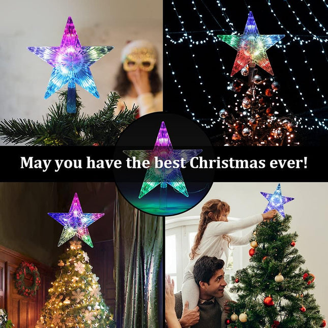 Christmas LED Star Tree Topper Joycabin 9.5 Inch 24 Colours Flash Star Light with Remote Control Christmas Star Lights for Xmas Party Tradition Tree Ornament Holiday Indoors Outdoors Decoration