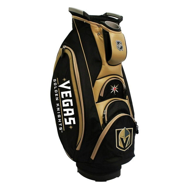 Team Golf NHL Las Vegas Golden Knights Victory Golf Cart Bag, 10-Way Top with Integrated Dual Handle & External Putter Well, Cooler Pocket, Padded Strap, Umbrella Holder & Removable Rain Hood