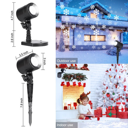 Christmas Snowflake Projector Lights Outdoor LED Snowfall Projection Landscape Lighting Waterproof Plug in Moving Effect Wall Mountable Snow Lights for Indoor Xmas Holiday Home Party Year Show