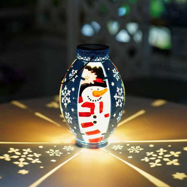 Solar Christmas Decorations Outdoor Yard Snowman Lantern, Hanging Christmas Decorations Solar Powered Lantern, Christmas Solar Lanterns Waterproof Winter Decor