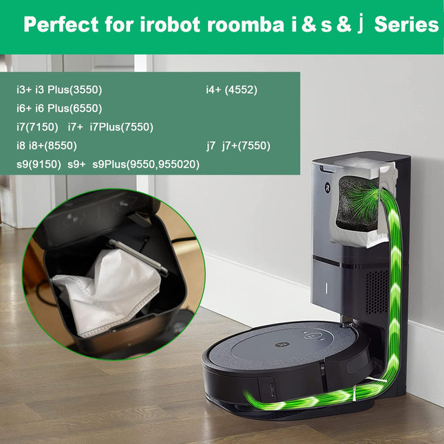 20 Pack Vacuum Bags Compatible With Irobot Roomba I & S & J Series, For Irobot Roomba I3+3550 I4+4552 I6+6550 I7+ I7Plus J7+7550 I8+8550 S9 S9+9550 Vacuum With Automatic Dirt