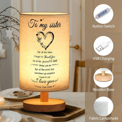 Sister s from Sister Table Lamp, Mothers Day Birthday for Sister, Christmas Sister s from Sister Night Light, to My sister Graduation Anniversary Graduation Wedding present for Sister