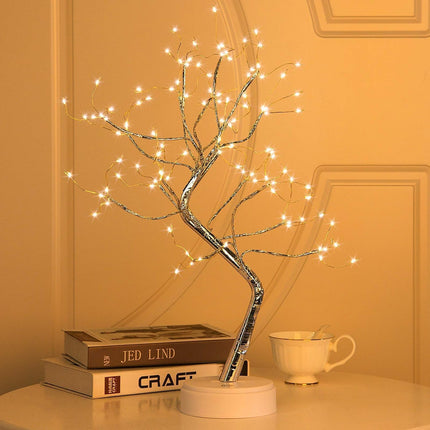 Yiliaw 20" Sparkly Tabletop Bonsai Tree Light 108 LED Warm White Fairy Light Spirit Tree, DIY Artificial Twinkling Tree Lamp for Bedroom Desktop Festivals Room Decor, USB or Battery Powered Lights