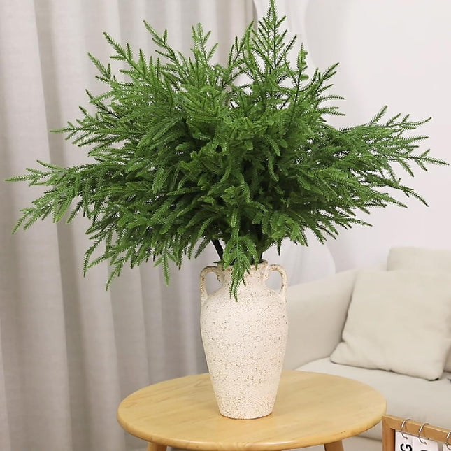 12 Pcs Artificial Norfolk Pine Branches - 30 Inch Faux Christmas Greenery Stems Fake Cedar Pine Picks for Vase DIY Crafts Garland Wreath Accessories Xmas Indoor Outdoor Home Decorations