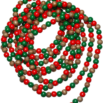 16 Feet Christmas Wooden Bead Garland Christmas Wood Red and Green Bead Garland Decor Xmas Candy Cane Decoration Farmhouse Rustic Bead Tree Decoration for Holiday Party