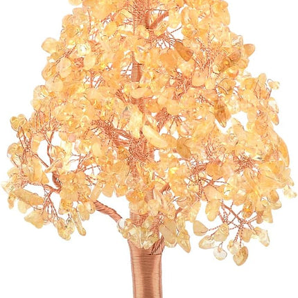 Crystal Christmas Tree of Life,Chakra Tree Natural Citrine Yellow Healing Crystal,Agate Sliece Base,Home Decor Feng Shui Bonsai Money Tree,Positive Energy 10.3 Inches