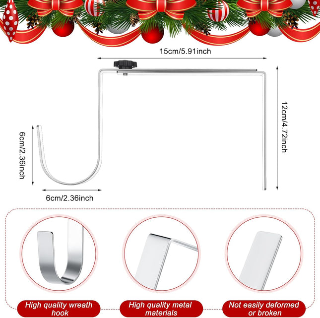 Blulu 7'' to 11'' Metal Headstone Wreath Hanger Christmas Memorial Day Adjustable Flower Wreath Holder Stands Gravestone Marker Cemetery Tombstone Saddles(2 Pcs)