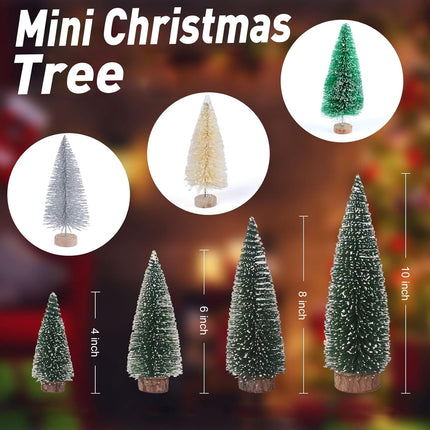 CCINEE 30pcs Christmas Tree Bottle Brush Trees, Miniature Plastic Pine Trees for Crafts Sisal Frosted Mini Christmas Trees Decor for Home Tabletop Ornaments