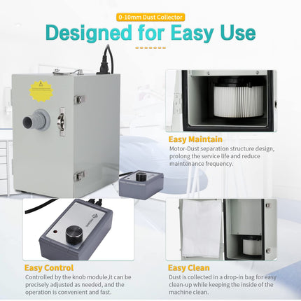 Lvchen Dental Lab Grinding Vacuum Cleaner Singlerow Digital Dust Collector 110V 370W Silent Vacuum Dust Extractor For Laboratory