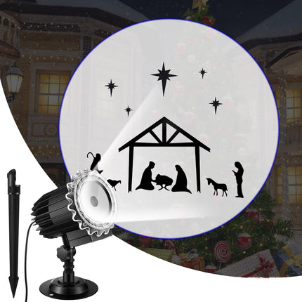 Tuanse Christmas Nativity Projector Lights LED Flood Light Holiday Projector Lights Outdoor, Nativity Scene Christmas Projector with Stars for Halloween Xmas Party Garden Landscape Decoration