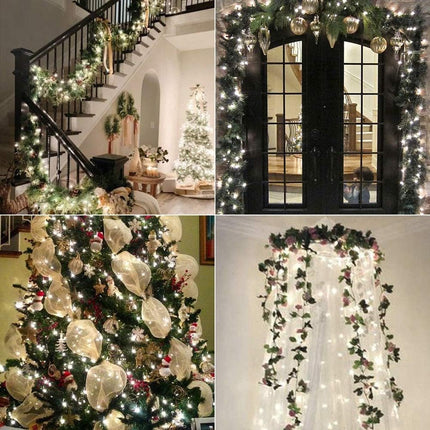 Brizled Outdoor Solar Fairy Lights 2 Pack, Total 132FT 400 LED Solar String Lights, 8 Modes Solar Christmas Lights with Memory Waterproof Outside Twinkle Lights for Indoor Wedding Party Cool White