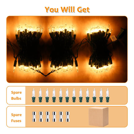300 Count 79.5Ft Christmas String Lights - 3 Sets of 100 Mini Lights, Replaceable Fuse and Bulb, Waterproof, Connectable Indoor Outdoor Decor, Warm White