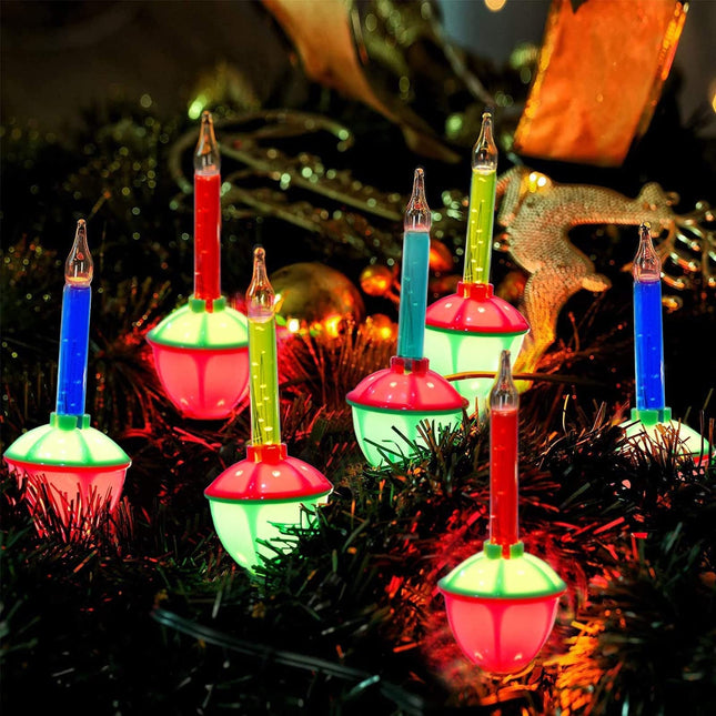 Christmas Bubble Lights, 2 Pack Christmas Traditional Multicolor Bubble Lights, 11ft Vintage Bubble Lights with 8 Multicolor Bubble Lights (1 Spare), UL Listed, C7/E12 Base, Green Wire