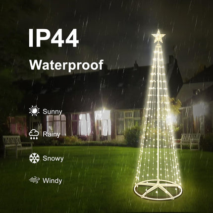7.6FT Outdoor Christmas Tree with 330 Warm White LED Lights, Christmas Cone Tree with Remote Control, Lighted Christmas Decorations Outside for Yard Patio Garden Xmas Home Indoor Decor, Timer