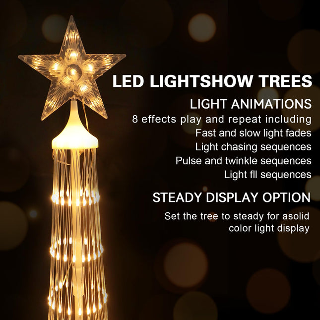 Fanshunlite Christmas Cone Tree Lights, LED Artificial Tree with 8 Modes Light Show, Decor for Porch Garden Patio Indoor Outdoor House Yard Xmas Decorations, 271 LED Warm White 5FT