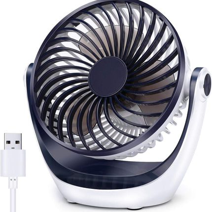 Aluan Desk Fan Small Table Fan With Strong Airflow Quiet Operation Portable Fan Speed Adjustable Head 360°Rotatable Mini Personal