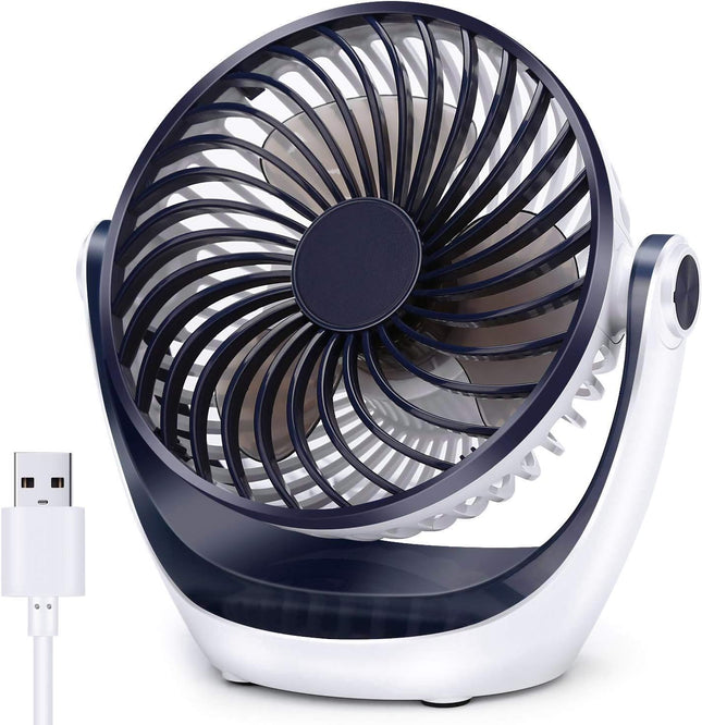 Aluan Desk Fan Small Table Fan With Strong Airflow Quiet Operation Portable Fan Speed Adjustable Head 360°Rotatable Mini Personal