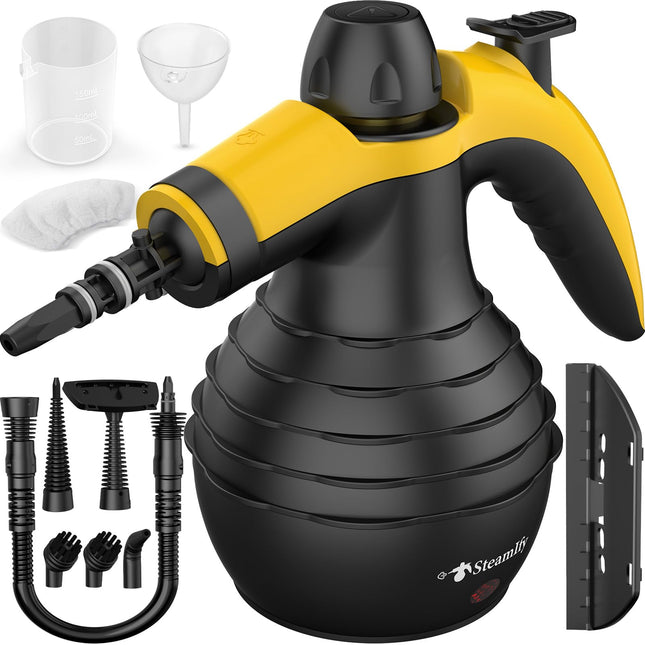 Pressurized Handheld Steam Cleaner With 10Pcs Accessories & Safety Lock, Multipurpose & Powerful Home Use Steamer For Cleaning, Car, Bathroom, Shower, Upholstery, Grout, Window, Grime,Grease