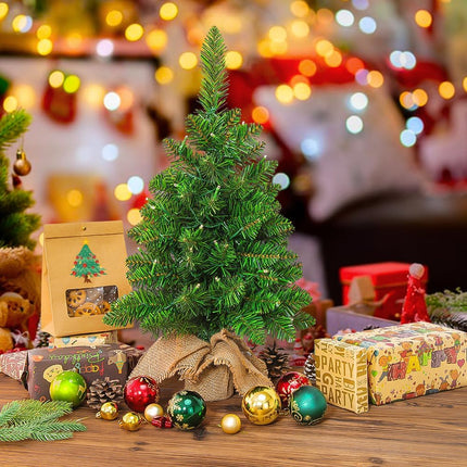 Small Christmas Tree with Lights - 2FT Pre Lit Artificial Mini Christmas Tree, Includes 50 Led Warm Lights, 73 PVC Branch Tips Thick and Full, Seasonal Indoor Home Tabletop Decor