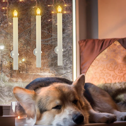 RONXS Window Candles, LED Taper Candles with Timer, Flickering Flameless Candles with Remote Battery Operated Candles, Indoor Christmas Decorations (6 Pcs Gold)