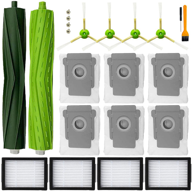 Parts Accessories For Irobot Roomba I3 I3+ I1 I1+ I7 I7+ I4+ I5 I5+ J5 J5+ I6 I6+ I8 I8+ I2 J7 E5 E6 E7 I&J&E Series Vacuum Cleaner, 1 Roller Brushes,4 Filters,4 Side Brushes,6 Vacuum Bags
