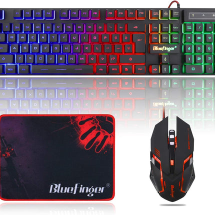 RGB Gaming Keyboard and Backlit Mouse Combo, USB Wired, LED Gaming set for Laptop PC Computer Game and Work