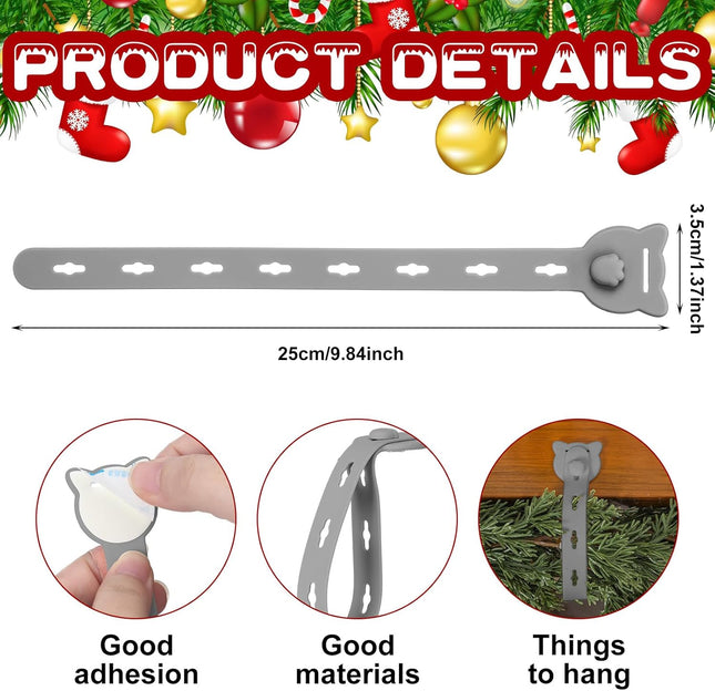 Suzile 12 Pcs Christmas Garland Hanger Gray Gray Garland Ties for Mantle Stretchable Reusable Garland Hooks for Xmas Garland Wreath Front Porch Fireplace Christmas Decoration