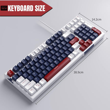 Mechanical Gaming Keyboard, Clicky Blue Switches Gaming Keyboard,Wired Mechanical Keyboard with LED Backlit, Ergonomic Keyboard with Num Pad for Gaming,Office,Work,PC,Laptop,Mac,Windows(black&grey)