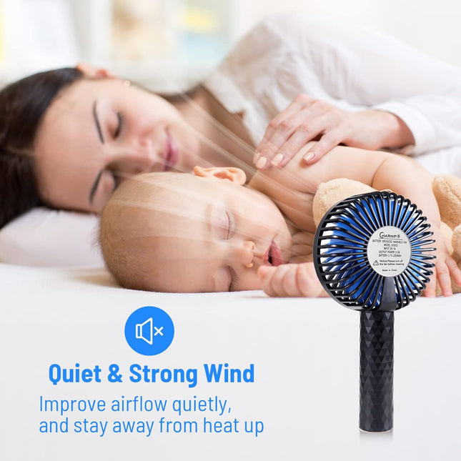 Charmp Portable Handheld Fan, Small Personal Fan With Rechargeable Battery Small Fan With 3 Speeds Hand Fan For Outdoor Camping