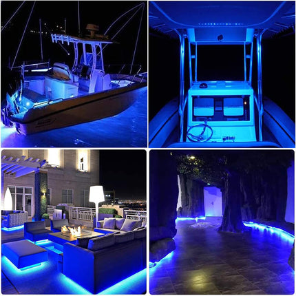 Solar LED Strip Lights Outdoor, 32.8ft 560 LEDs, Solar Powered Blue Light LED Strip with 8 Lighting Modes IP67 Waterproof 2835 SMD Rope Lights for Garden Trees Christmas Party Decor