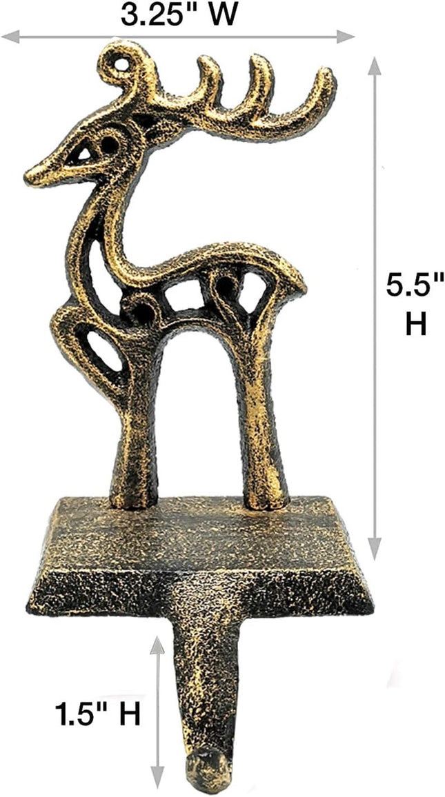 6 Pieces Reindeer Christmas Stocking Holder Christmas Hooks Skid Mantel Hooks Hanger for Fireplace Standing Christmas Decorations