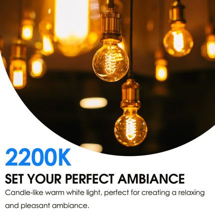 E ENERGETIC LIGHTING Dimmable LED Edison Light Bulb, G25 Globe Antique Flexible Spiral LED Filament Light, 8W Equivalent 60W, 2200K Warm Light, 500LM, Decorative Christmas Light, E26, UL, 6-Pack