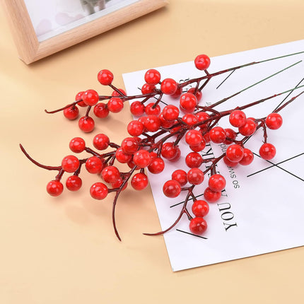 30 Pcs Red Holly Berries for Christmas Tree Red Berries Picks Christmas Holly Berry Branch for Christmas Tree Decoration DIY Crafts Wreath Home Decor