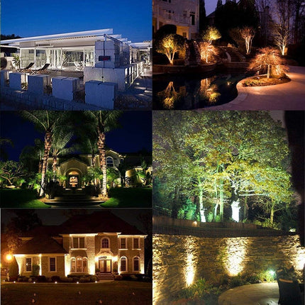 Outdoor Landscape LED Lighting 5W Waterproof Graden Lights COB Led Spotlights with Spiked Stand for Lawn Decorative Lamp US 3- Plug 3500K Warm White Lights (2 Packs)